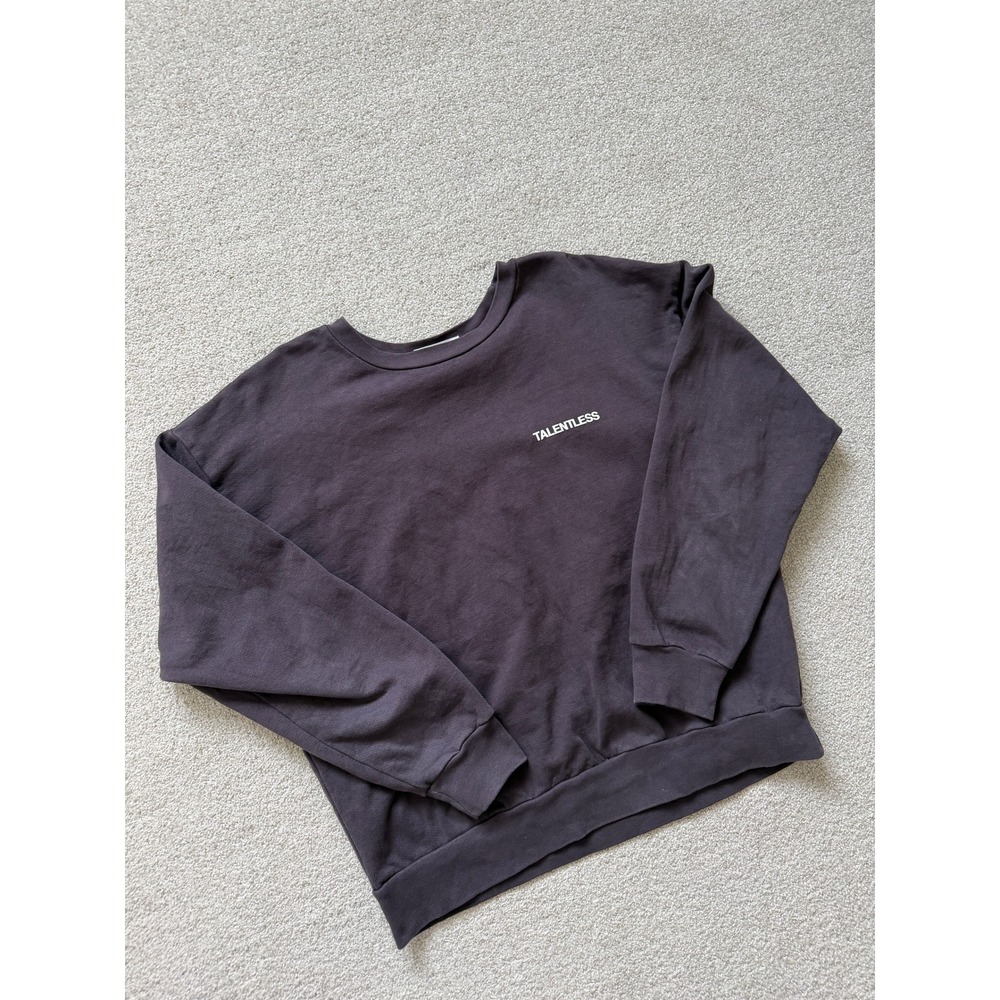 Talentless Small Charcoal Grey‎ Cotton Fleece Lightweight Crewneck Sweatshirt